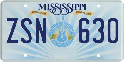 MS license plate ZSN630