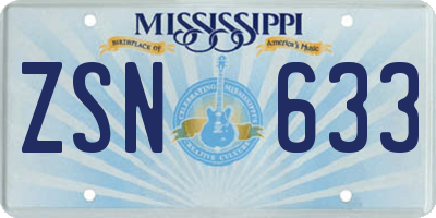 MS license plate ZSN633