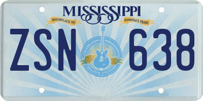 MS license plate ZSN638