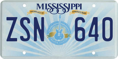 MS license plate ZSN640