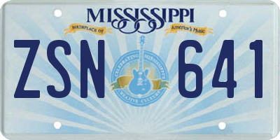 MS license plate ZSN641