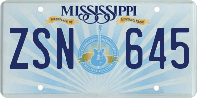 MS license plate ZSN645