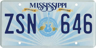 MS license plate ZSN646