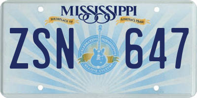 MS license plate ZSN647