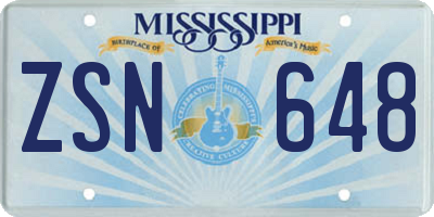 MS license plate ZSN648