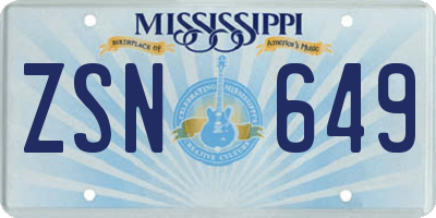 MS license plate ZSN649