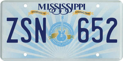 MS license plate ZSN652
