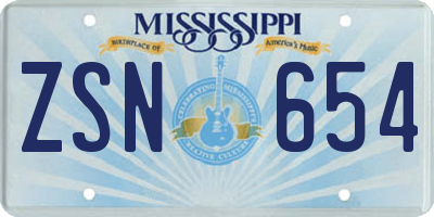 MS license plate ZSN654
