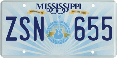 MS license plate ZSN655