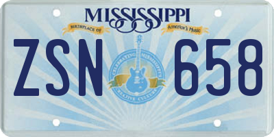 MS license plate ZSN658
