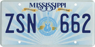 MS license plate ZSN662
