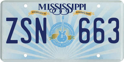 MS license plate ZSN663