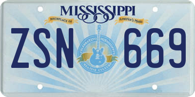 MS license plate ZSN669