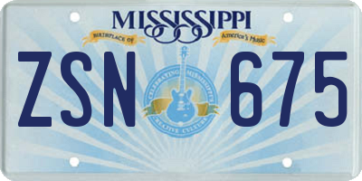 MS license plate ZSN675