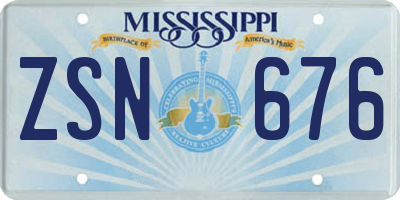 MS license plate ZSN676