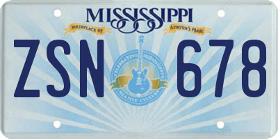 MS license plate ZSN678