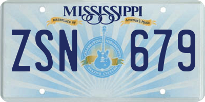 MS license plate ZSN679