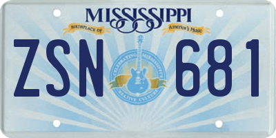 MS license plate ZSN681