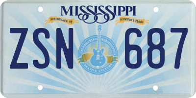 MS license plate ZSN687