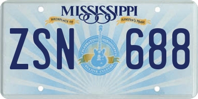 MS license plate ZSN688