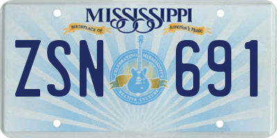 MS license plate ZSN691