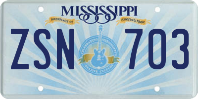 MS license plate ZSN703