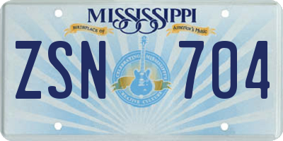 MS license plate ZSN704