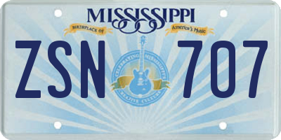 MS license plate ZSN707