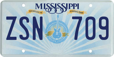 MS license plate ZSN709