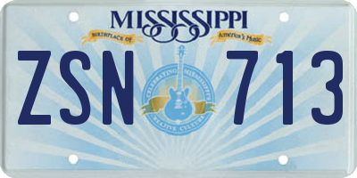 MS license plate ZSN713