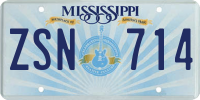 MS license plate ZSN714