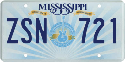 MS license plate ZSN721
