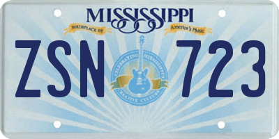 MS license plate ZSN723