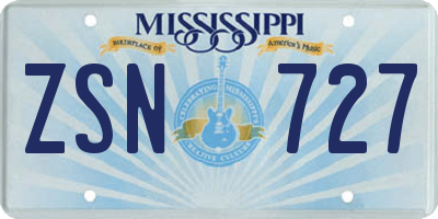 MS license plate ZSN727