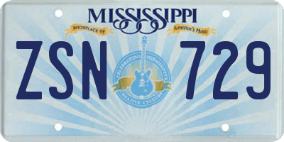 MS license plate ZSN729