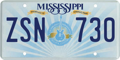 MS license plate ZSN730