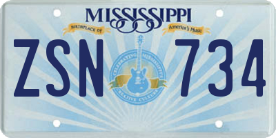 MS license plate ZSN734