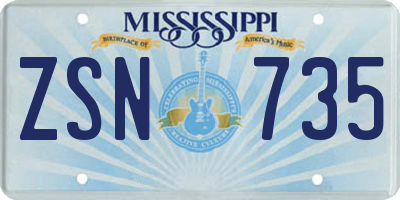 MS license plate ZSN735
