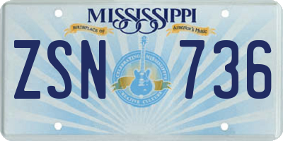 MS license plate ZSN736