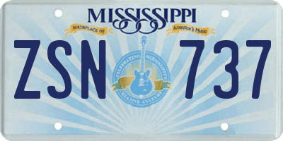 MS license plate ZSN737