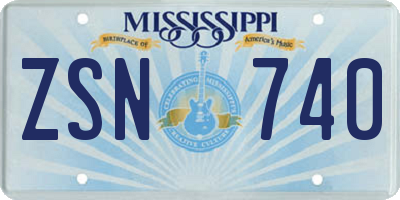 MS license plate ZSN740