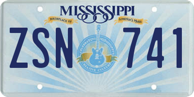 MS license plate ZSN741