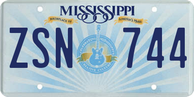 MS license plate ZSN744