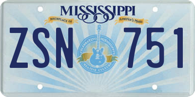 MS license plate ZSN751