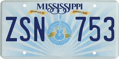 MS license plate ZSN753