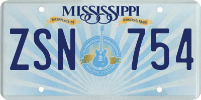 MS license plate ZSN754