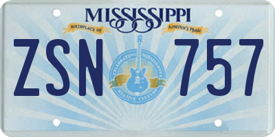MS license plate ZSN757