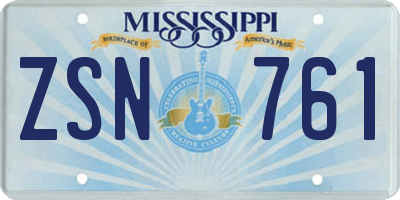 MS license plate ZSN761