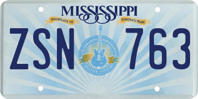 MS license plate ZSN763