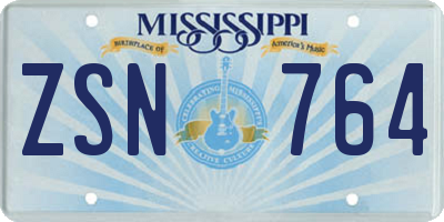 MS license plate ZSN764